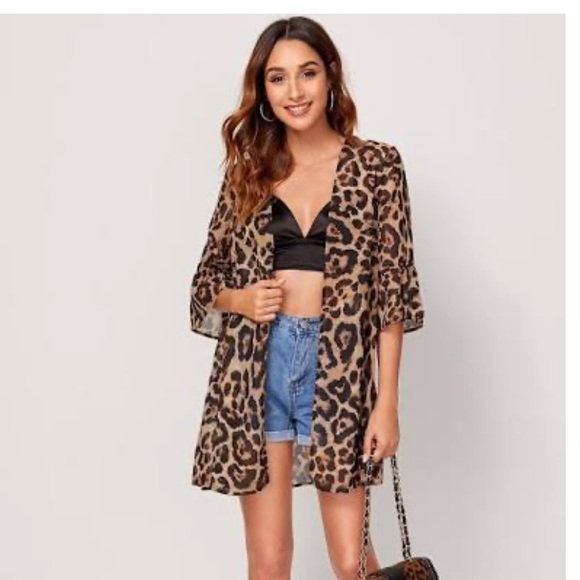 Cocoon print floral sleeve with pocket cardigan(F) - Picture 4 of 7